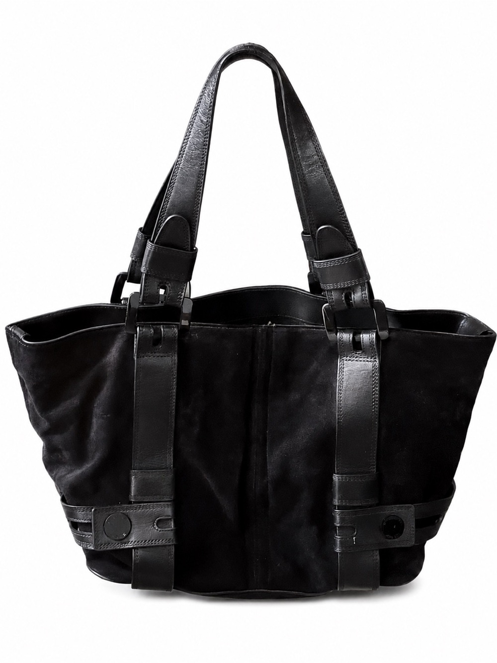Vintage Michael Kors Harness Handbag Black Suede Tote Y2K $385